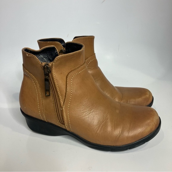 Propet Women Propet Waverly double zipper ankle boots tan leather womens size 7 comfort shoes